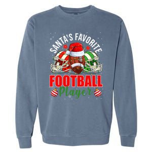 Funny SantaS Favorite Football Player Christmas Lights Xmas Gift Garment-Dyed Sweatshirt