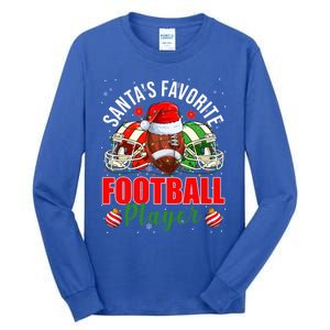 Funny SantaS Favorite Football Player Christmas Lights Xmas Gift Tall Long Sleeve T-Shirt