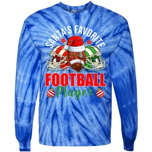 Funny SantaS Favorite Football Player Christmas Lights Xmas Gift Tie-Dye Long Sleeve Shirt