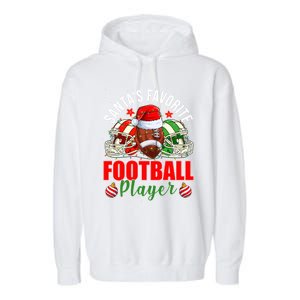 Funny SantaS Favorite Football Player Christmas Lights Xmas Gift Garment-Dyed Fleece Hoodie