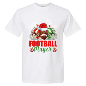 Funny SantaS Favorite Football Player Christmas Lights Xmas Gift Garment-Dyed Heavyweight T-Shirt