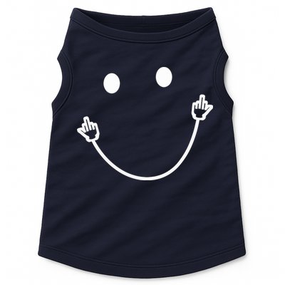 Funny Smile Face Middle Finger Sarcasm Meme Quote Gift Doggie Tank