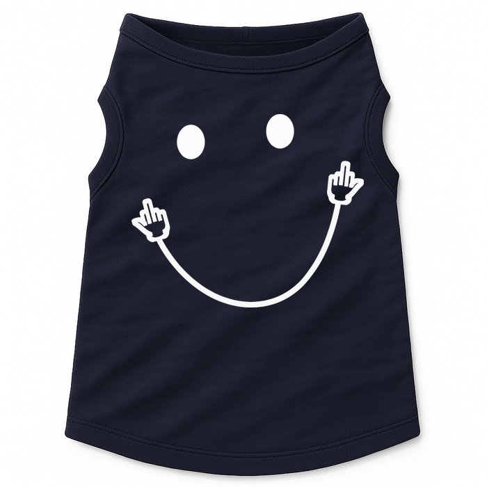 Funny Smile Face Middle Finger Sarcasm Meme Quote Gift Doggie Tank