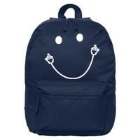 Funny Smile Face Middle Finger Sarcasm Meme Quote Gift 16 in Basic Backpack