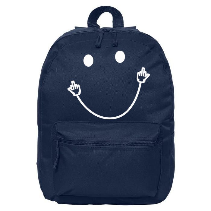 Funny Smile Face Middle Finger Sarcasm Meme Quote Gift 16 in Basic Backpack