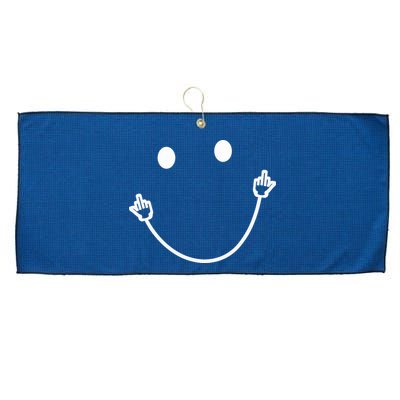 Funny Smile Face Middle Finger Sarcasm Meme Quote Gift Large Microfiber Waffle Golf Towel