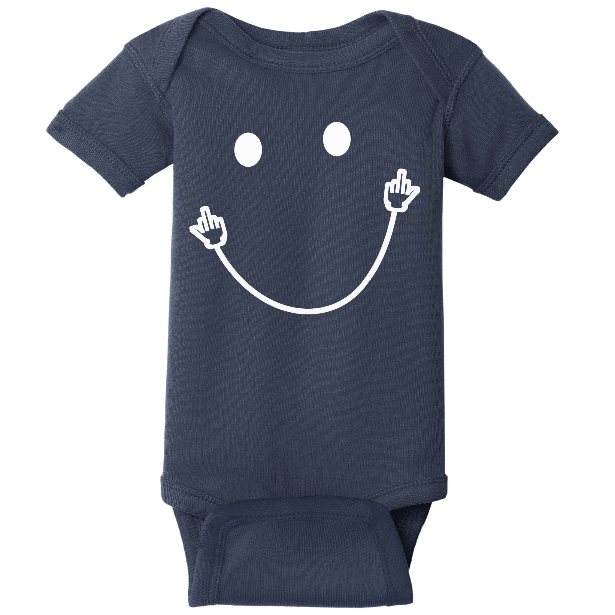 Funny Smile Face Middle Finger Sarcasm Meme Quote Gift Baby Bodysuit
