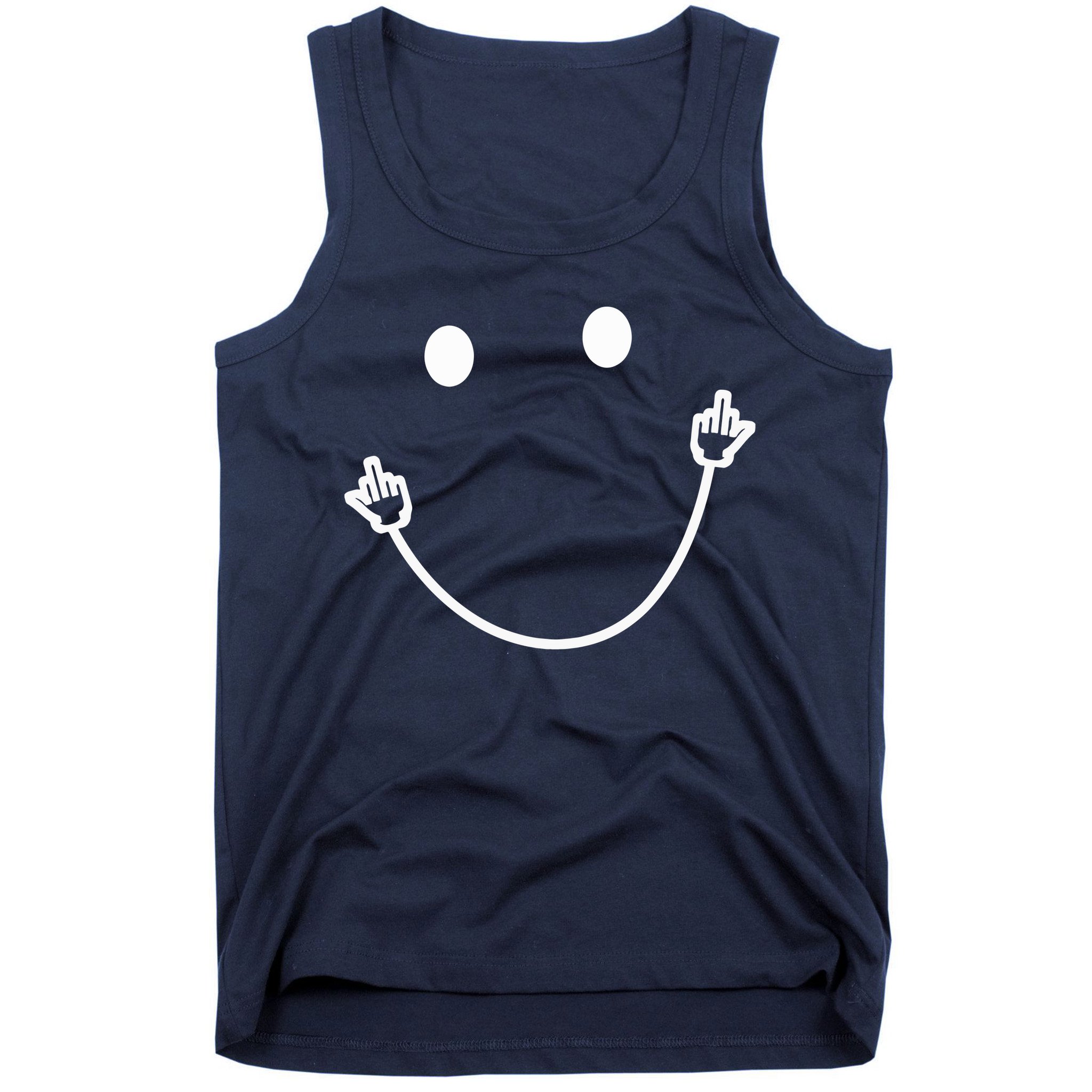 Funny Smile Face Middle Finger Sarcasm Meme Quote Gift Tank Top