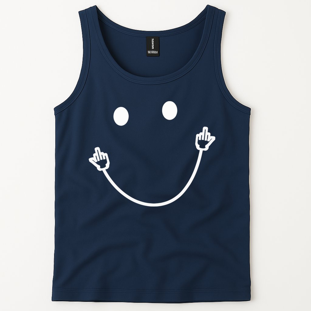 Funny Smile Face Middle Finger Sarcasm Meme Quote Gift Tank Top