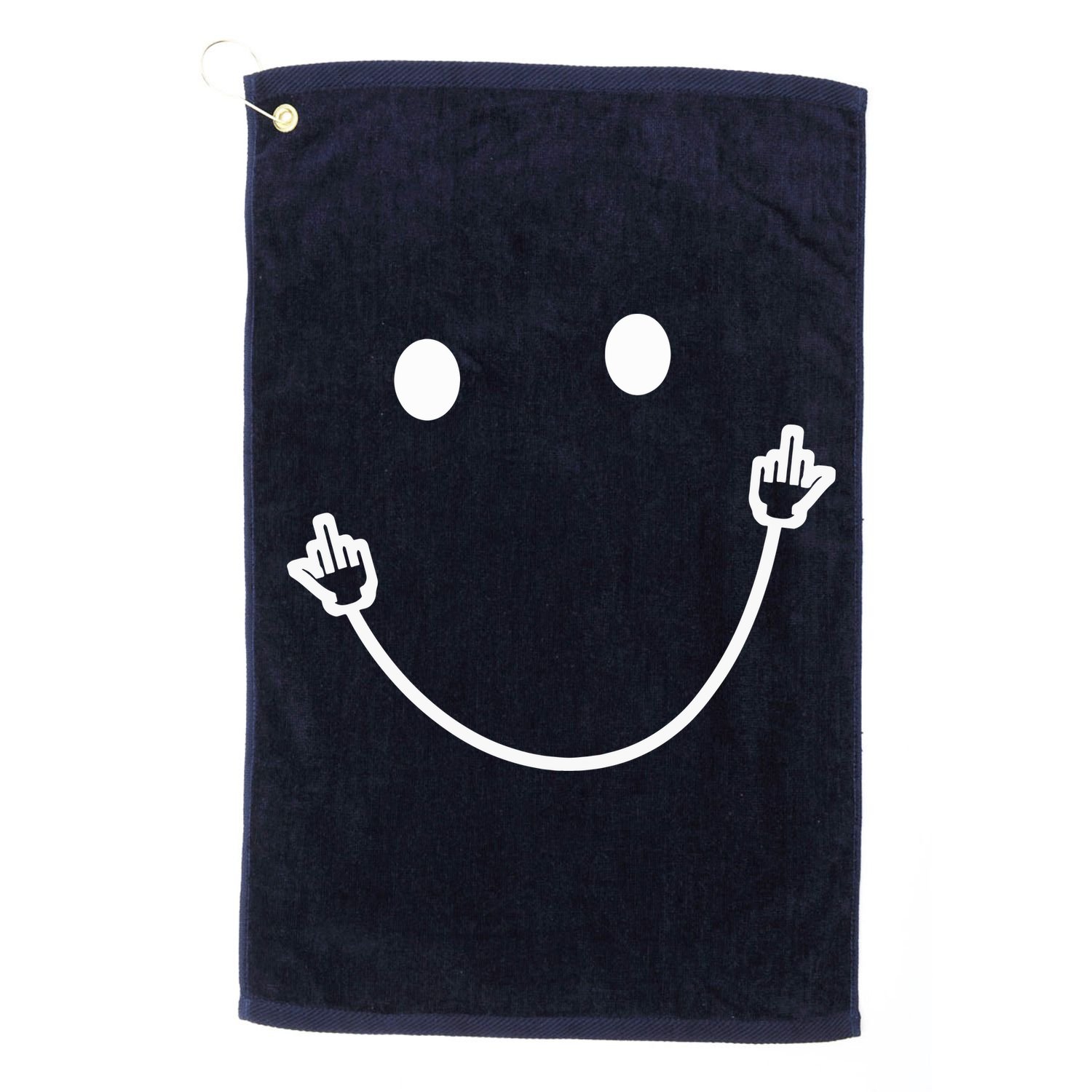Funny Smile Face Middle Finger Sarcasm Meme Quote Gift Golf Towel