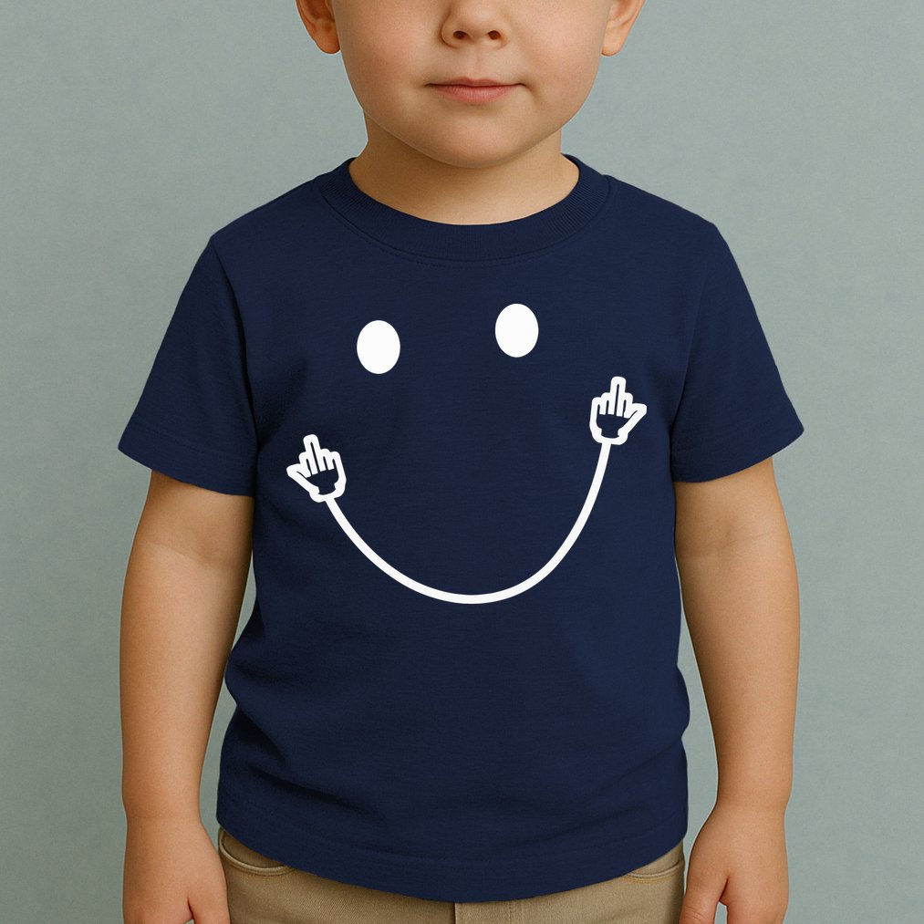 Funny Smile Face Middle Finger Sarcasm Meme Quote Gift Toddler T-Shirt