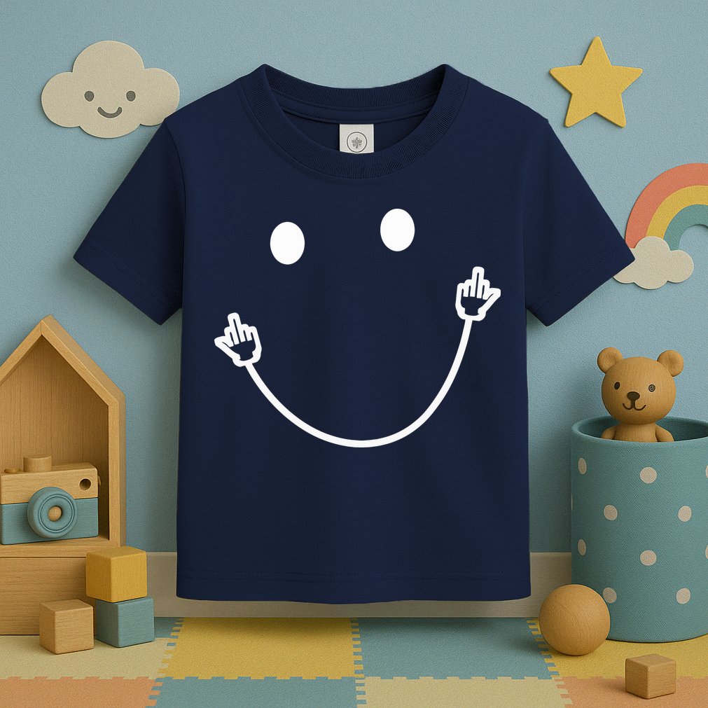 Funny Smile Face Middle Finger Sarcasm Meme Quote Gift Toddler T-Shirt