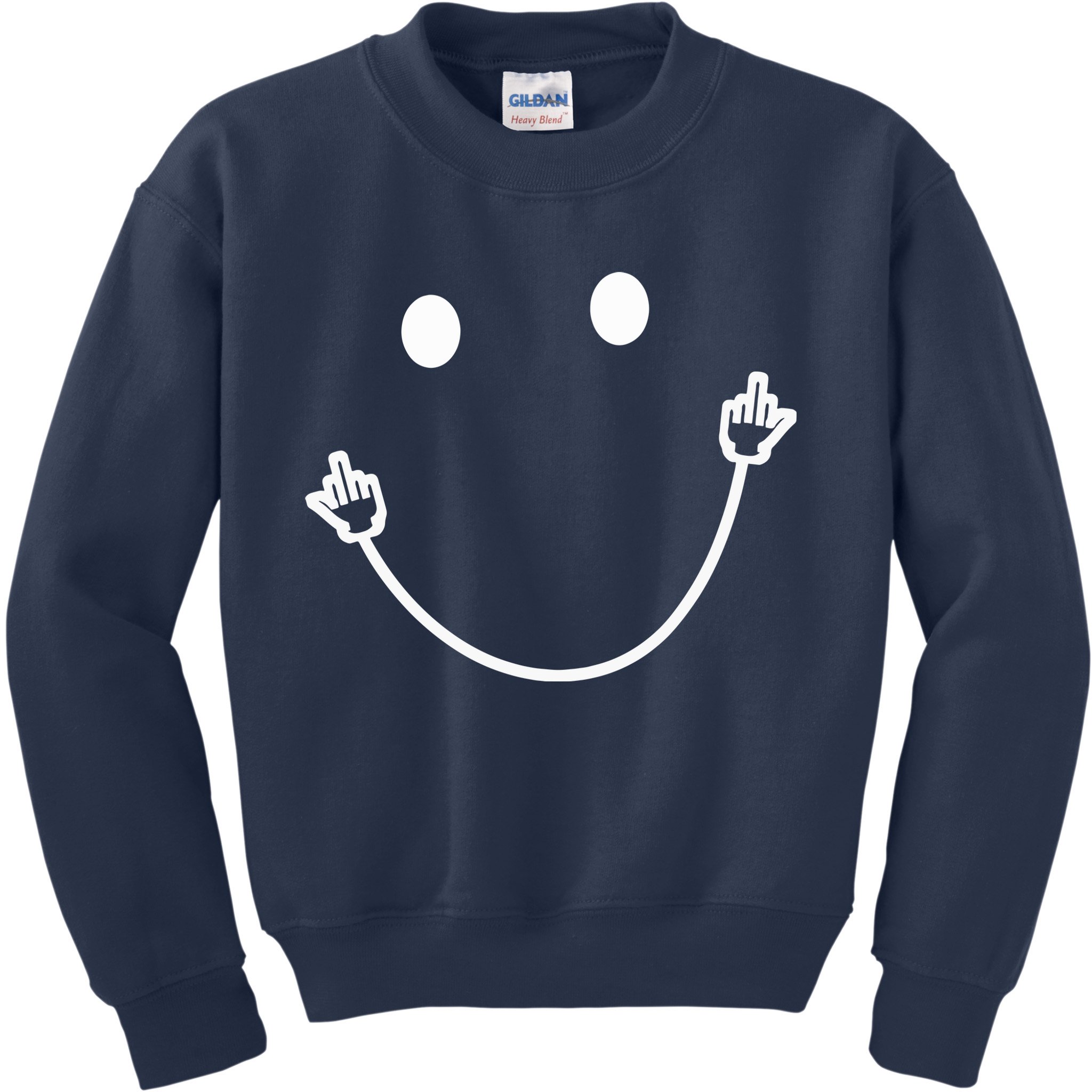Funny Smile Face Middle Finger Sarcasm Meme Quote Gift Kids Sweatshirt