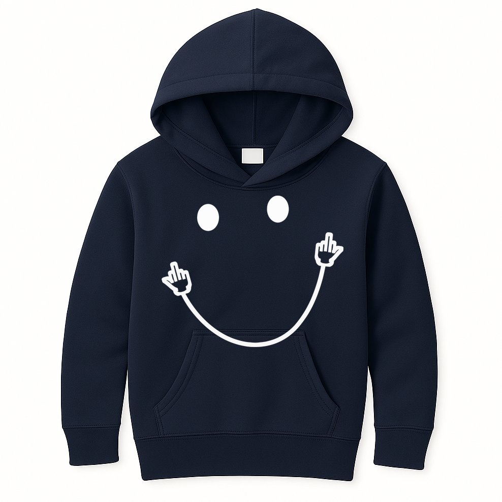 Funny Smile Face Middle Finger Sarcasm Meme Quote Gift Kids Hoodie
