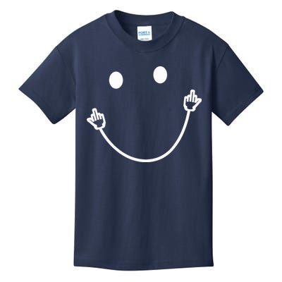 Funny Smile Face Middle Finger Sarcasm Meme Quote Gift Kids T-Shirt