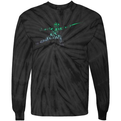 Fencing Stance For Fencer Swordfighting Tie-Dye Long Sleeve Shirt