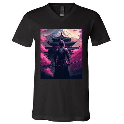 Female Samurai V-Neck T-Shirt