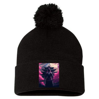 Female Samurai Pom Pom 12in Knit Beanie