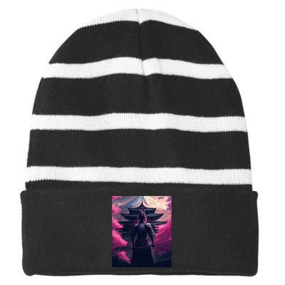 Female Samurai Striped Beanie with Solid Band