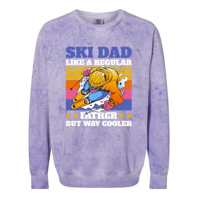 Funny Skiing Father Ski Dad Skiing Gift Colorblast Crewneck Sweatshirt