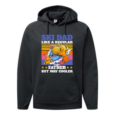 Funny Skiing Father Ski Dad Skiing Gift Performance Fleece Hoodie