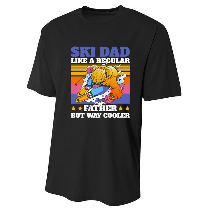 Funny Skiing Father Ski Dad Skiing Gift Performance Sprint T-Shirt