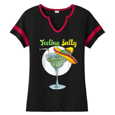 Feeling Salty Funny Margarita Drinking Mexican Cinco De Mayo Ladies Halftime Notch Neck Tee