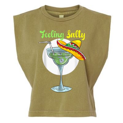 Feeling Salty Funny Margarita Drinking Mexican Cinco De Mayo Garment-Dyed Women's Muscle Tee