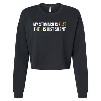 Flat Stomach Funny Saying Cropped Pullover Crew