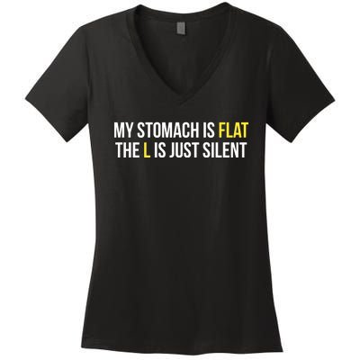 Flat Stomach Funny Saying Women's V-Neck T-Shirt