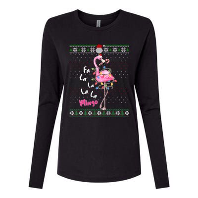 Funny Santa Flamingo Fa La La La Mingo Ugly Xmas Sweater Gift Womens Cotton Relaxed Long Sleeve T-Shirt