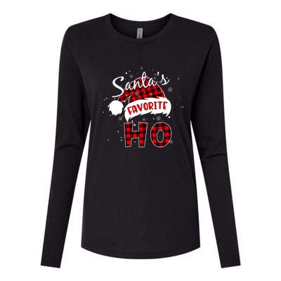 Funny SantaS Favorite Ho Christmas Red Plaid Buffalo Pajama Gift Womens Cotton Relaxed Long Sleeve T-Shirt