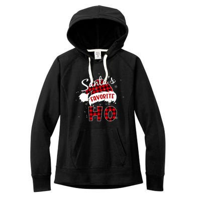 Funny SantaS Favorite Ho Christmas Red Plaid Buffalo Pajama Gift Women's Fleece Hoodie