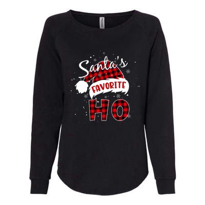 Funny SantaS Favorite Ho Christmas Red Plaid Buffalo Pajama Gift Womens California Wash Sweatshirt