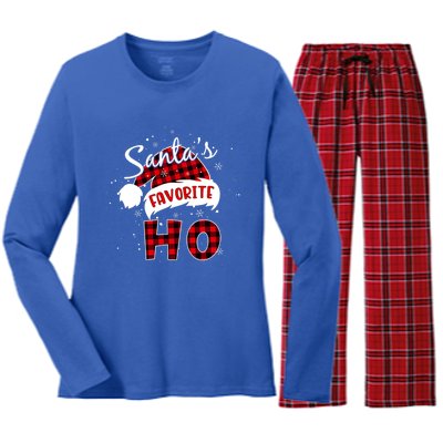 Funny SantaS Favorite Ho Christmas Red Plaid Buffalo Pajama Gift Women's Long Sleeve Flannel Pajama Set 