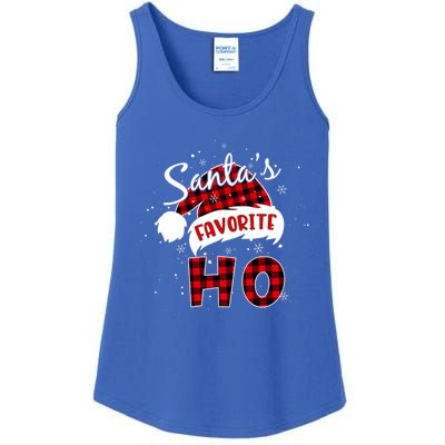 Funny SantaS Favorite Ho Christmas Red Plaid Buffalo Pajama Gift Ladies Essential Tank