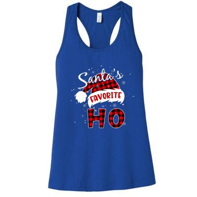 Funny SantaS Favorite Ho Christmas Red Plaid Buffalo Pajama Gift Women's Racerback Tank