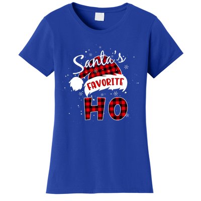 Funny SantaS Favorite Ho Christmas Red Plaid Buffalo Pajama Gift Women's T-Shirt