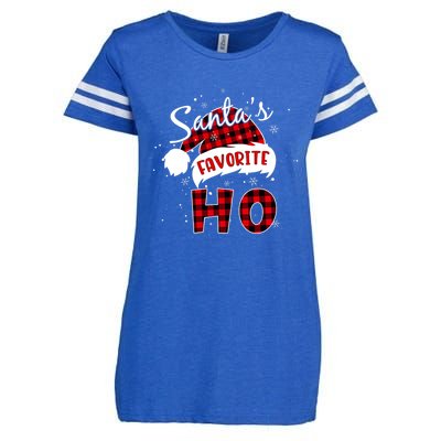 Funny SantaS Favorite Ho Christmas Red Plaid Buffalo Pajama Gift Enza Ladies Jersey Football T-Shirt