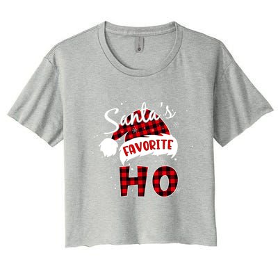 Funny SantaS Favorite Ho Christmas Red Plaid Buffalo Pajama Gift Women's Crop Top Tee