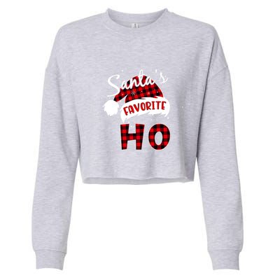 Funny SantaS Favorite Ho Christmas Red Plaid Buffalo Pajama Gift Cropped Pullover Crew