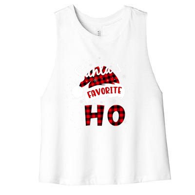 Funny SantaS Favorite Ho Christmas Red Plaid Buffalo Pajama Gift Women's Racerback Cropped Tank