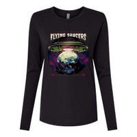 Flying Saucers Womens Cotton Relaxed Long Sleeve T-Shirt