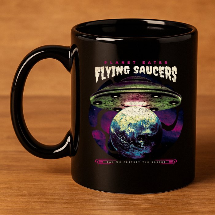 Flying Saucers 11oz C Handle Ceramic Mug