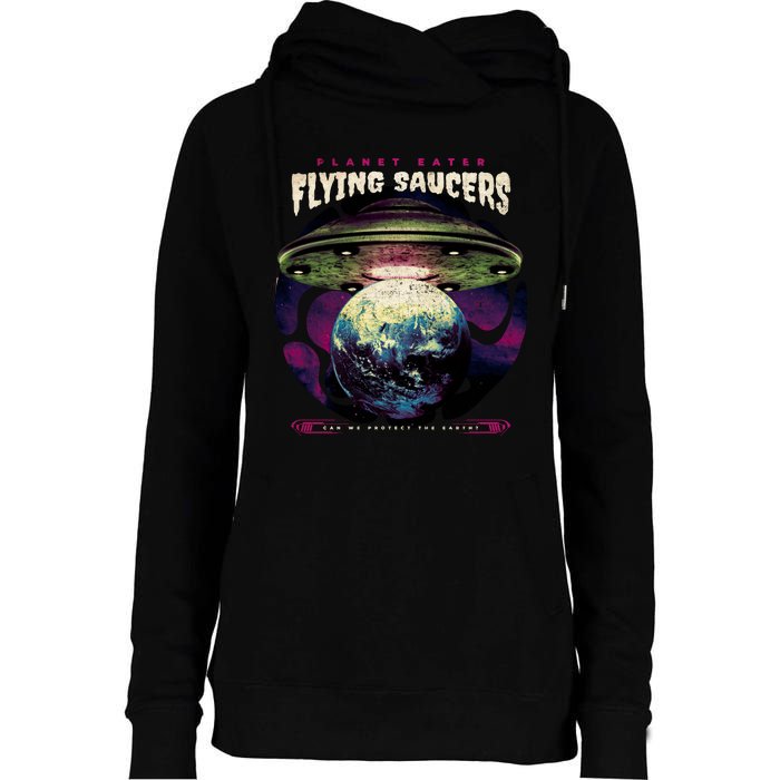 Flying Saucers Womens Funnel Neck Pullover Hood