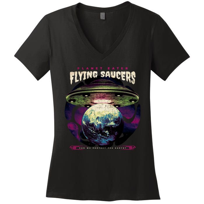 Flying Saucers Women's V-Neck T-Shirt