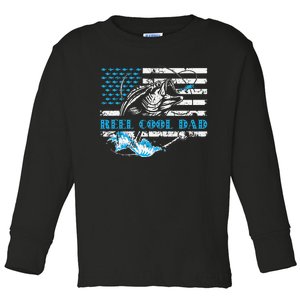 Fishing Stuff For Fathers Day Reel Cool Dad American Flag Toddler Long Sleeve Shirt