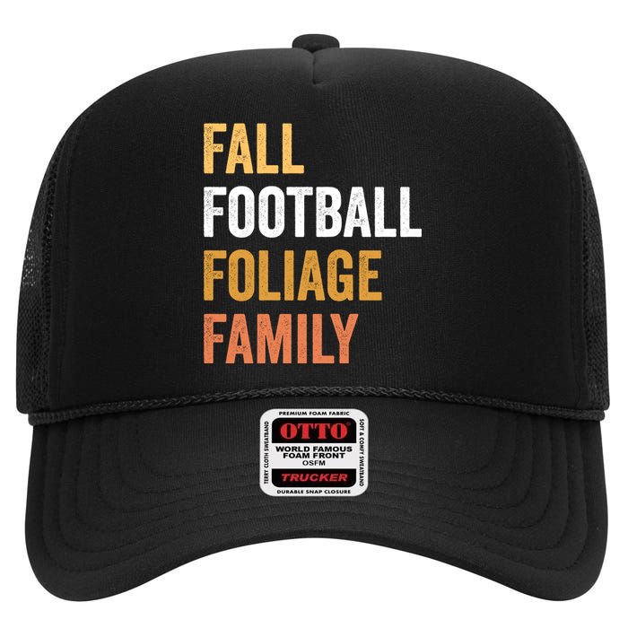 Football Season Fall Football Foliage Family High Crown Mesh Back Trucker Hat