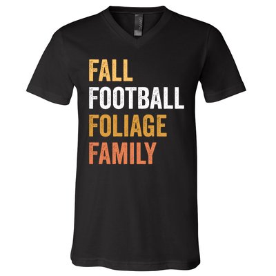 Football Season Fall Football Foliage Family V-Neck T-Shirt