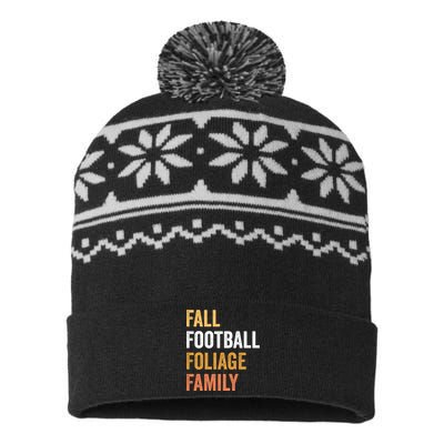 Football Season Fall Football Foliage Family USA-Made Snowflake Beanie